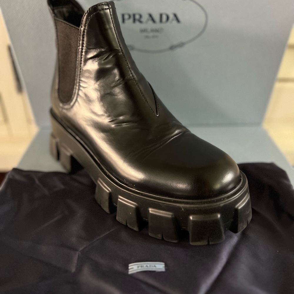Prada Monolith Chelsea Ankle Boots